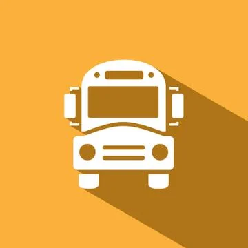 Bus school icon with shadow on yellow background Stock Illustration