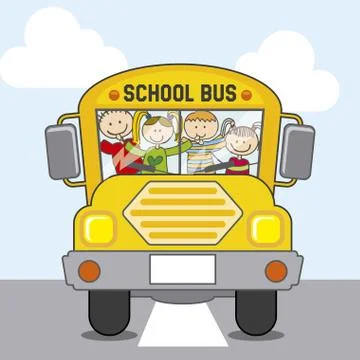 Bus school over sky background vector illustration Illustration