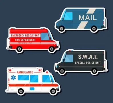 Bus service set Stock Illustration