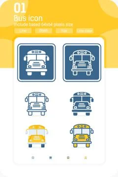 Bus sign premium icon with multiple style isolated on white background Illustrazione stock