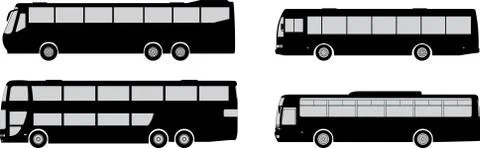 Bus silhouettes Stock Illustration