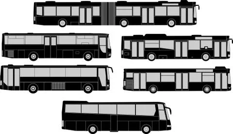 Bus silhouettes Illustrazione stock