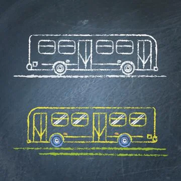 Bus sketch on chalkboard Illustrazione stock