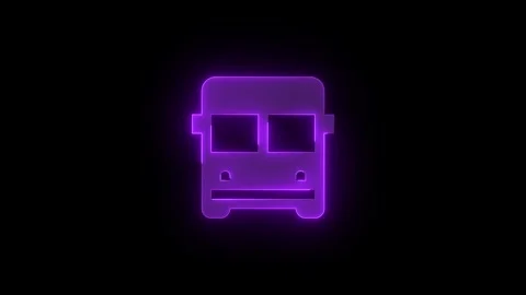 Bus solid stroke icon glowing neon purple color animation Stock Footage 289386241