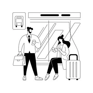 Bus station abstract concept vector illustration. Stock Illustration