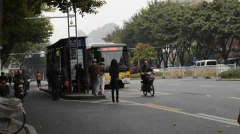 Bus Station Stock Footage 35584665
