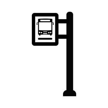 Bus station icon in black. Simple black bus symbol in flat style isolated on Stock Illustration