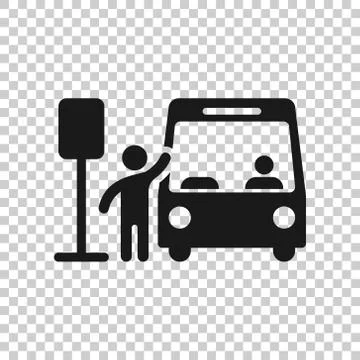 Bus station icon in flat style. Auto stop vector illustration on white isolat Stock Illustration