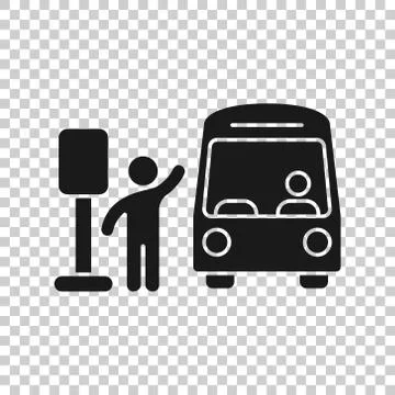 Bus station icon in flat style. Auto stop vector illustration on white isolat Stock Illustration