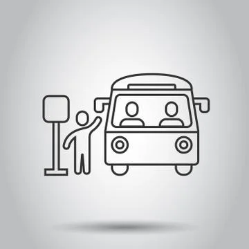 Bus station icon in flat style. Auto stop vector illustration on white isolat Stock Illustration