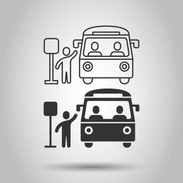 Bus station icon in flat style. Auto stop vector illustration on white isolat Stock Illustration
