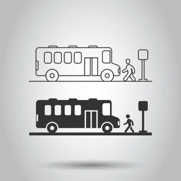 Bus station icon in flat style. Auto stop vector illustration on white isolat Stock Illustration