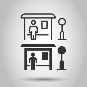 Bus station icon in flat style. Auto stop vector illustration on white isolat Stock Illustration