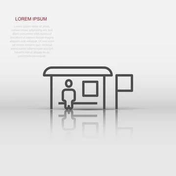 Bus station icon in flat style. Auto stop vector illustration on white isol.. Stock Illustration