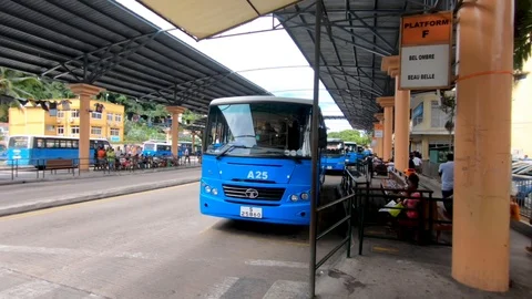 Bus station on the island of Mahe. Stock Footage 101632523