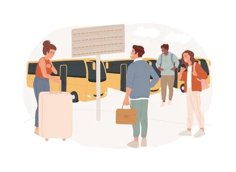 Bus station isolated concept vector illustration. Stock Illustration