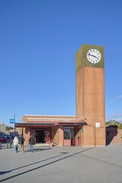 Bus Station Teruel with Clock Tower Spain Stock Photos