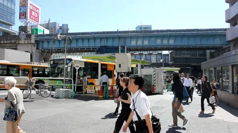 Bus station in Tokyo Stock Footage 32140703
