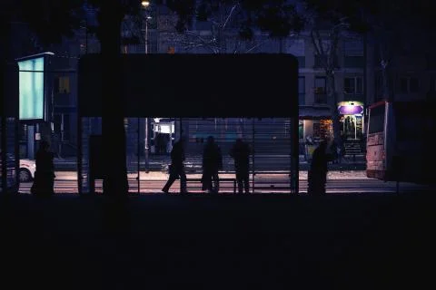 Bus station in winter Foto stock