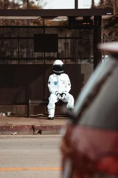 Bus Stop Astronaut Fotos de archivo