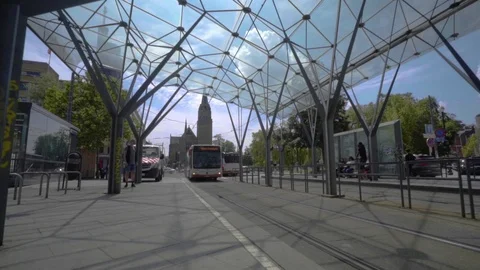 Bus stop in Belgium Stock-Footage 110885672