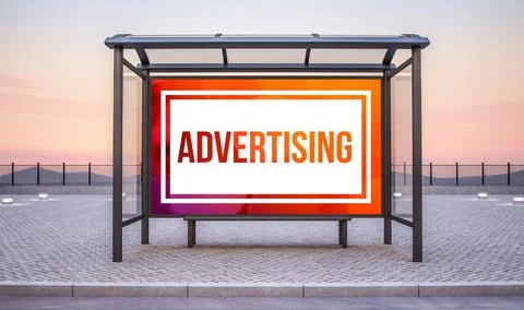 Bus stop with big horizontal advertisement Stock Illustration