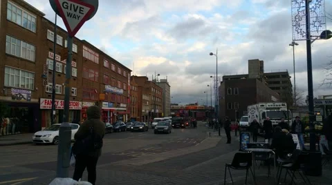 Bus Stop by Bull Ring Open Market Birmingham Video stock 57405516