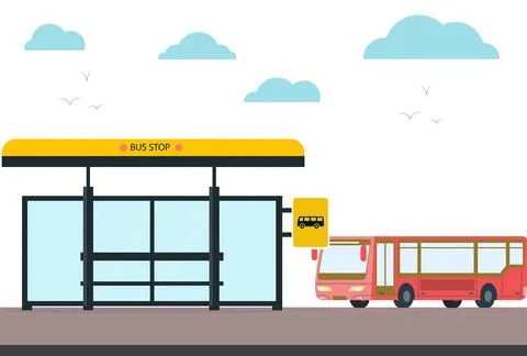 Bus Stop Concept Illustration Stock Illustration