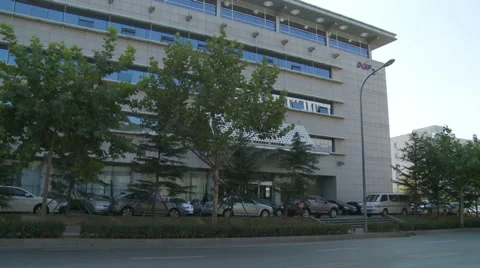 Bus stop, Dalian technology offices, China Stock Footage 54439589