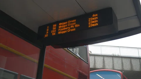 Bus Stop Electronic Timetable Display. Stock Footage 92605072