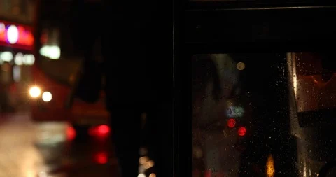 At bus stop Video stock 99558781