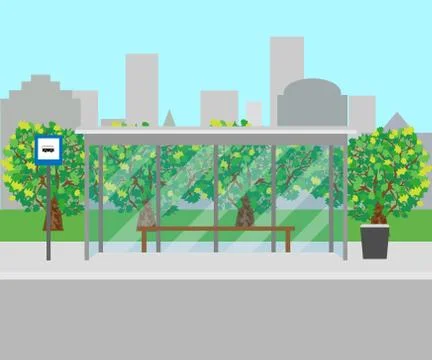 Bus stop, front view Stock-Illustration