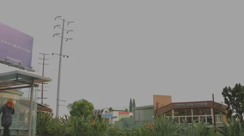 Bus Stop in Hollywood Stock Footage 45158637