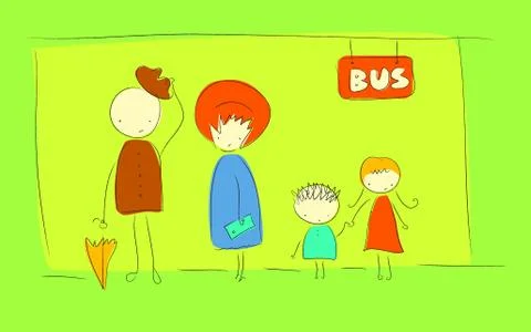 Bus stop Stock Illustration
