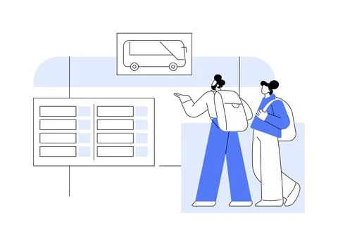 Bus stop information display isolated cartoon vector illustrations. Ilustración de archivo