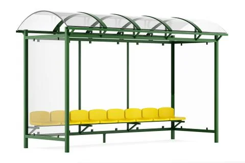 Bus stop isolated on white background Stock Illustration