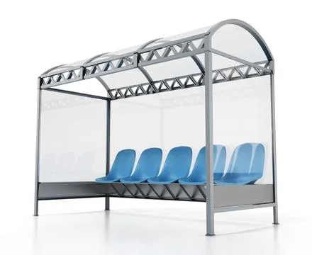 Bus stop isolated on white background. 3D illustration Stock Illustration