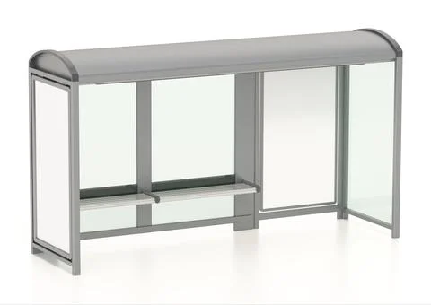 Bus stop isolated on white background. 3D illustration Ilustração Stock