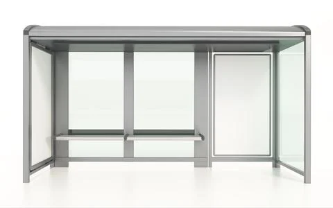 Bus stop isolated on white background. 3D illustration Stock Illustration