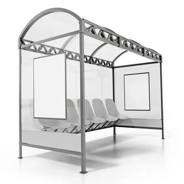 Bus stop isolated on white background. 3D illustration Bus stop isolated o... Foto stock