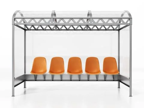 Bus stop isolated on white background. 3D illustration Bus stop isolated o... Foto stock