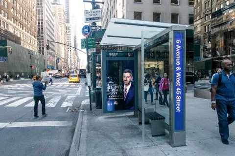 Bus stop in NYC Stock Photos