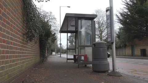 Bus stop in the old district of London. Stock Footage 83394002