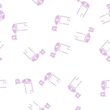 Bus stop with pantograph glyph vector seamless pattern 库存插图