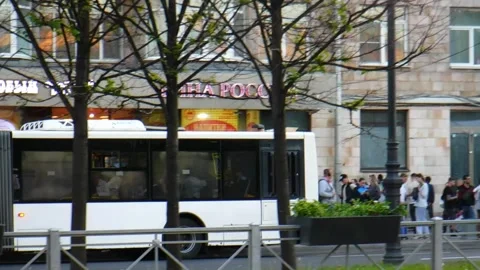 Bus stop with people Stock Footage 246760135