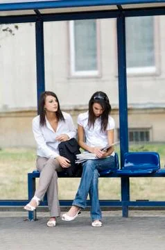 At the bus stop Stock Photos