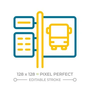Bus stop pixel perfect two color line icon Stock-Illustration