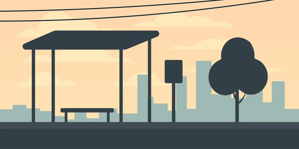 Bus stop platform Illustrazione stock