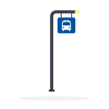 Bus stop post vector flat material design isolated object on white background. Illustrazione stock