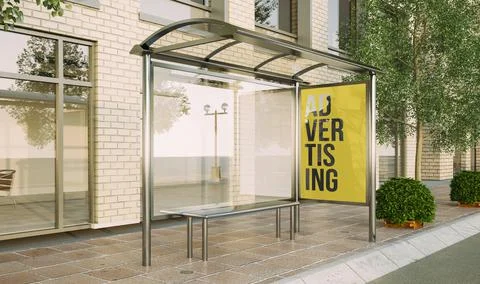 Bus stop poster mockup Stock Illustration